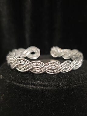 Braided Silver-Tone Aluminum Cuff Bracelet